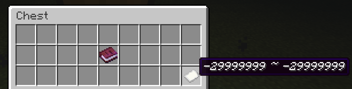 Screenshot of chest contents, hovering over the paper with the coordinates