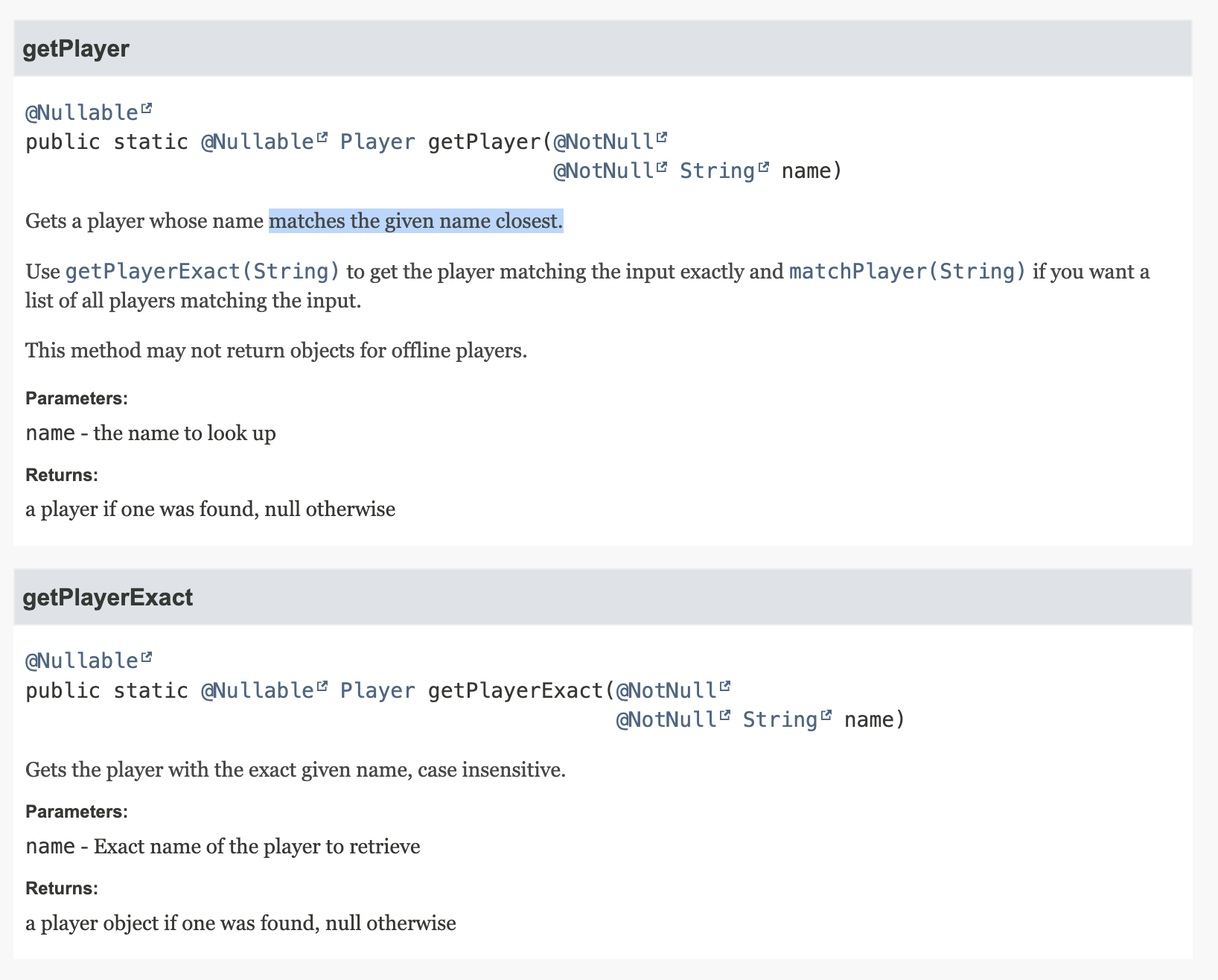 Screenshot of documentation page